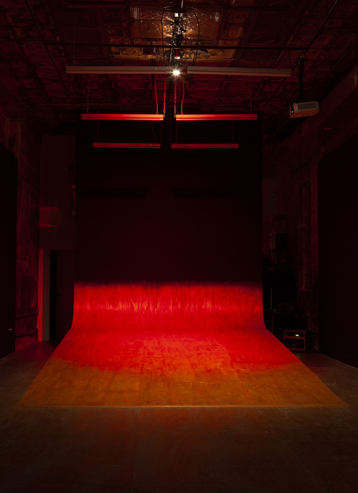 Constantina Zavitsanos, *Call to Post*, 2019. Infrasonic ramp: plywood, sound, transducers, wire. Installation view at Participant Inc, New York. Photo: Mark Waldhauser