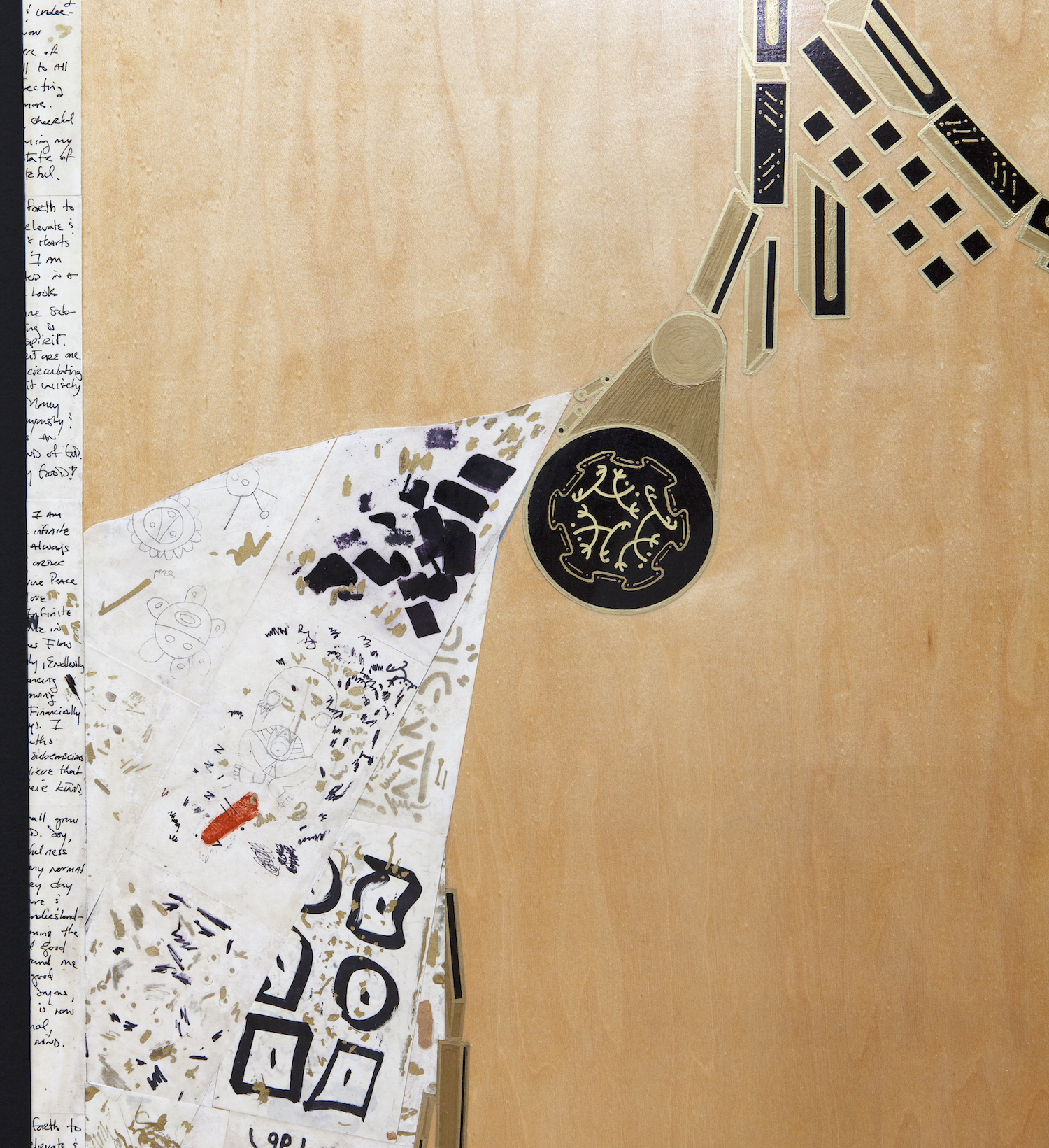 Glendalys Medina, *Mx. Nuyorican*, 2019, detail view. Paper, marker, nails, and thread, 8 x 4 feet