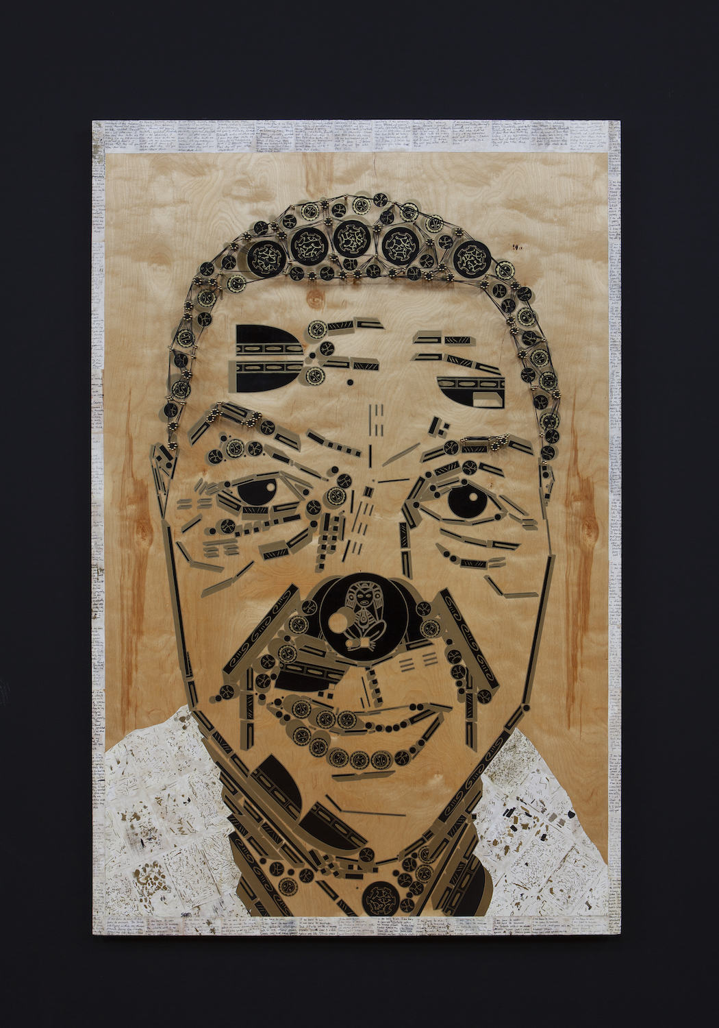 Glendalys Medina, *Ms. Puerto Rico*, 2019. Paper, marker, nails, and thread, 63 x 40.5 inches