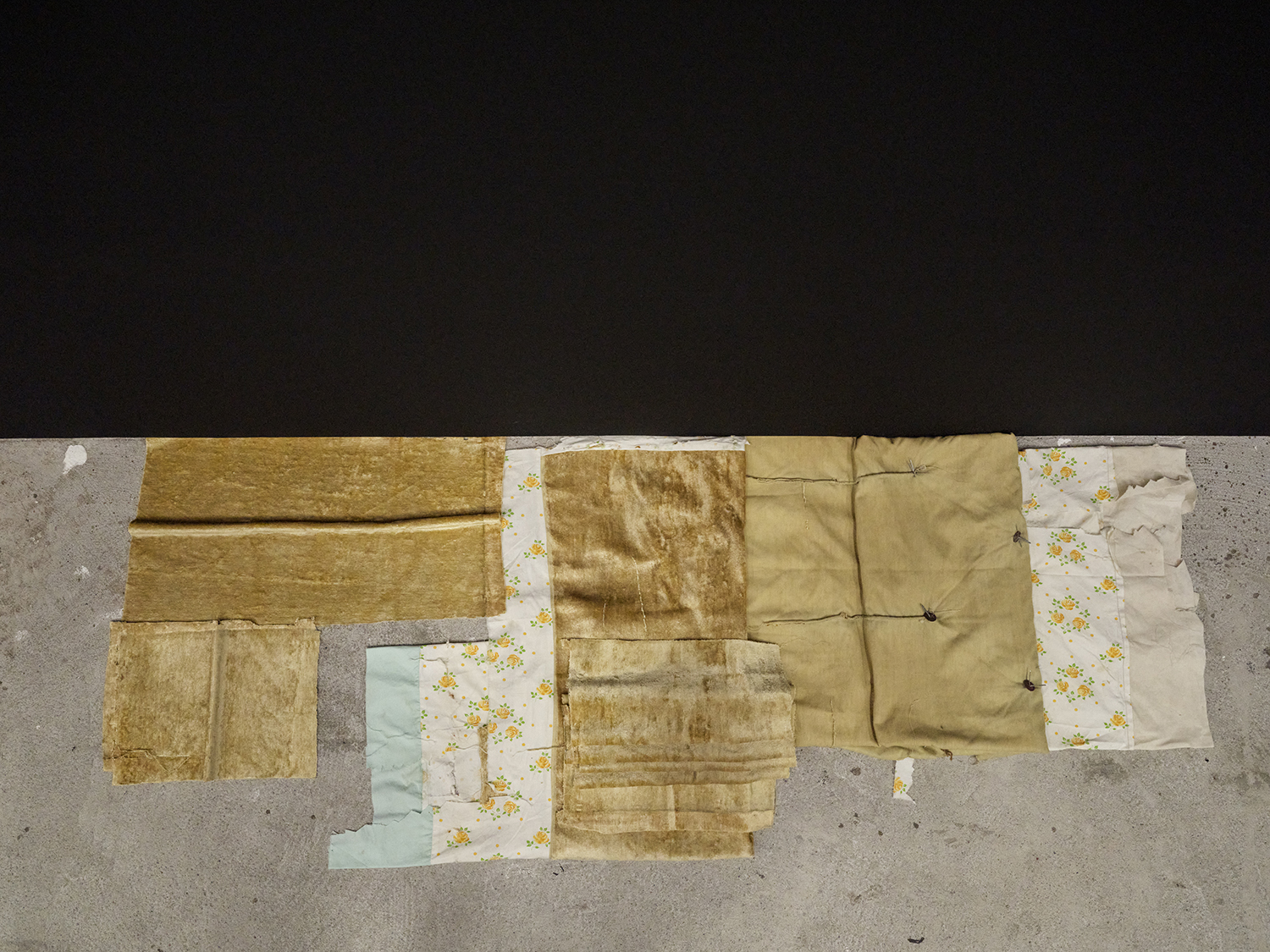 *arms ache avid aeon: Nancy Brooks Brody / Joy Episalla / Zoe Leonard / Carrie Yamaoka: fierce pussy amplified: Chapter Eight*, Curated by Jo-ey Tang, 2025, installation view at Participant Inc, NYC, pictured: Joy Episalla, *removed: 5 skins*, 2001/ 2018 / 2024 / 2025, 5 sections: cotton, metal. Photos by Studio Kukla